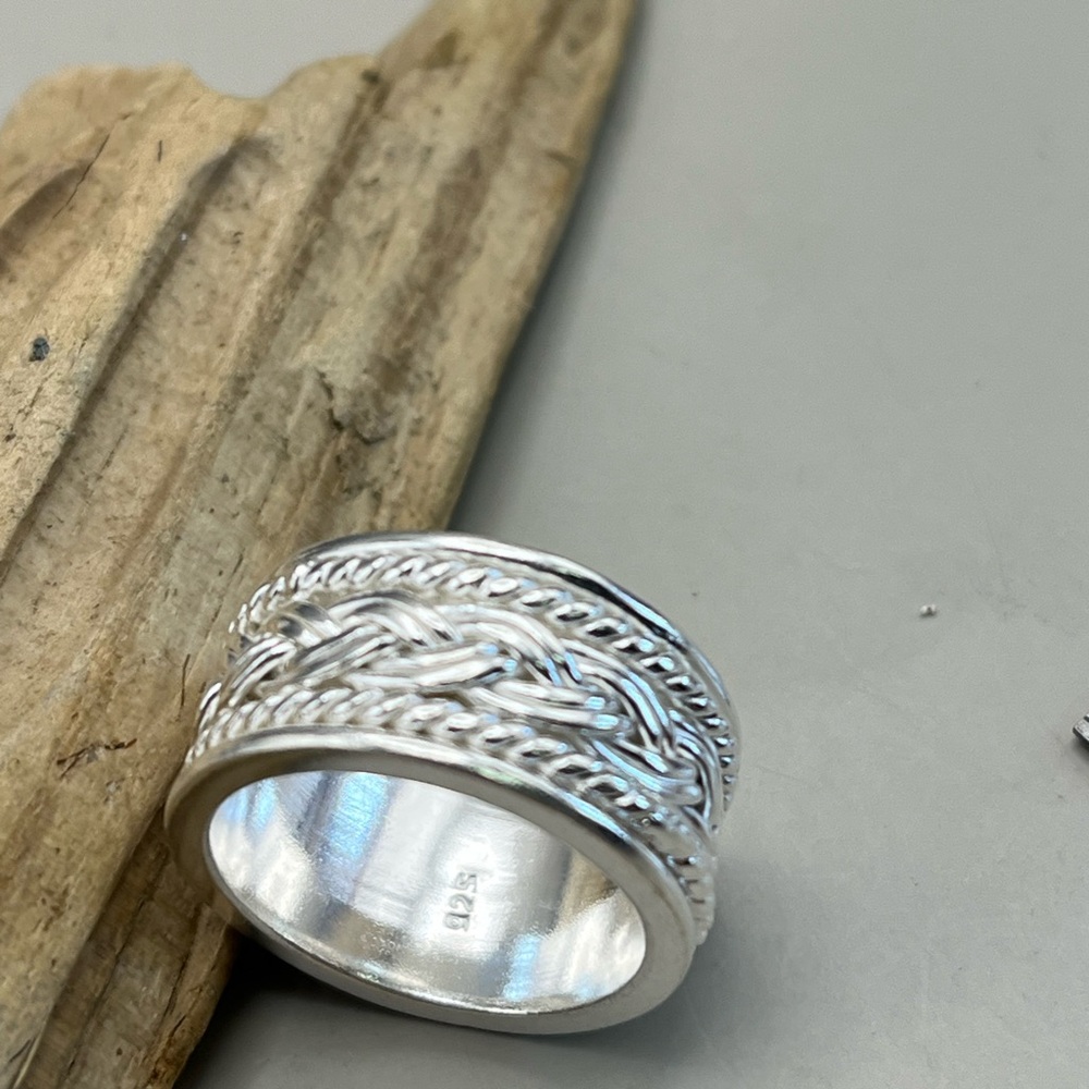 Sterling Silver Braided Band Spinner Ring - Picture 4 of 4